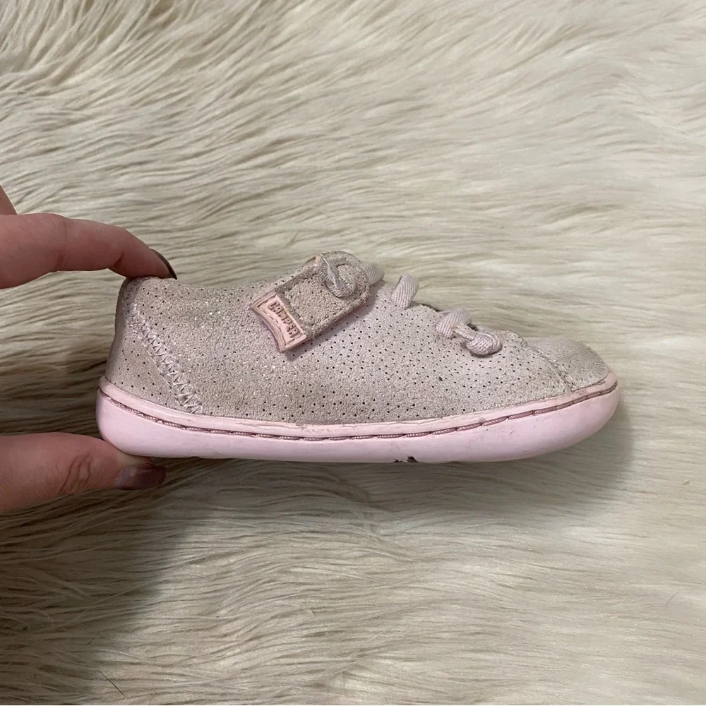 Camper Baby Girl 7 Peu First Walkers Light Pink Nubuck Glitter Sneakers Shoes